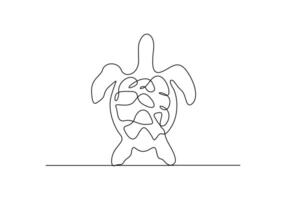 Turtle in one continuous line drawing digital illustration vector