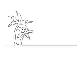 Palm tree continuous single line drawing premium illustration vector