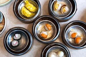 Many kind of dim sum on table photo