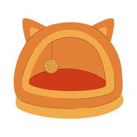A house, a cot for a cat or dog. A pet care item. A flat illustration isolated on a white background. vector
