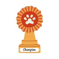 An award-winning statuette for a pet show or exhibition. Flat illustration isolated on a white background vector