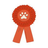 Award ribbon-rosette for dog show. The championship for pets. A flat illustration isolated on a white background. vector