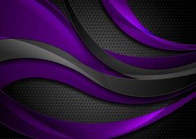 Violet and black abstract waves technology background vector