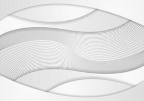 Grey corporate paper wavy abstract background with curved lines vector