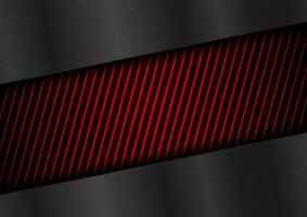 Futuristic technology background with red neon glowing lines vector