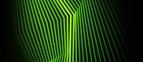 Green neon curved lines abstract futuristic geometric background vector