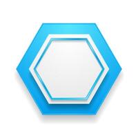 azul y blanco lustroso hexagonal marco geométrico diseño vector