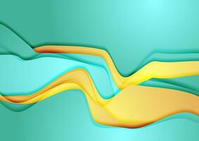 vibrante azul y amarillo refractado olas resumen antecedentes vector