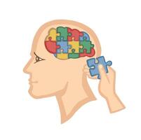 missing piece mind puzzle cartoon illustration vector
