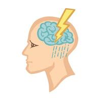 Cloud in head, stress, cartoon illustration vector