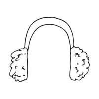 Fur headphones doodle Hand drawn winter accessories. Single design element for card, print, design, decor vector