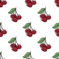 Seamless pattern with cherry doodle for decorative print, wrapping paper, greeting cards, wallpaper and fabric vector