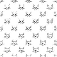 Seamless pattern with cat muzzle doodle for decorative print, wrapping paper, greeting cards, wallpaper and fabric vector