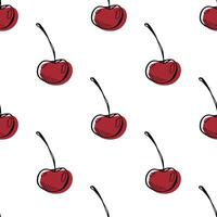 Seamless pattern with cherry doodle for decorative print, wrapping paper, greeting cards, wallpaper and fabric vector