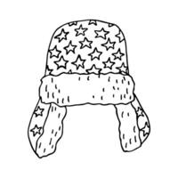 Ear flap hat doodle Hand drawn winter accessories. Single design element for card, print, design, decor vector