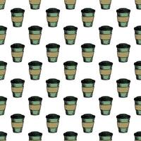 Seamless pattern with cute cup of tea or coffee doodle for decorative print, wrapping paper, greeting cards, wallpaper and fabric vector