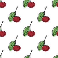 Seamless pattern with cherry doodle for decorative print, wrapping paper, greeting cards, wallpaper and fabric vector