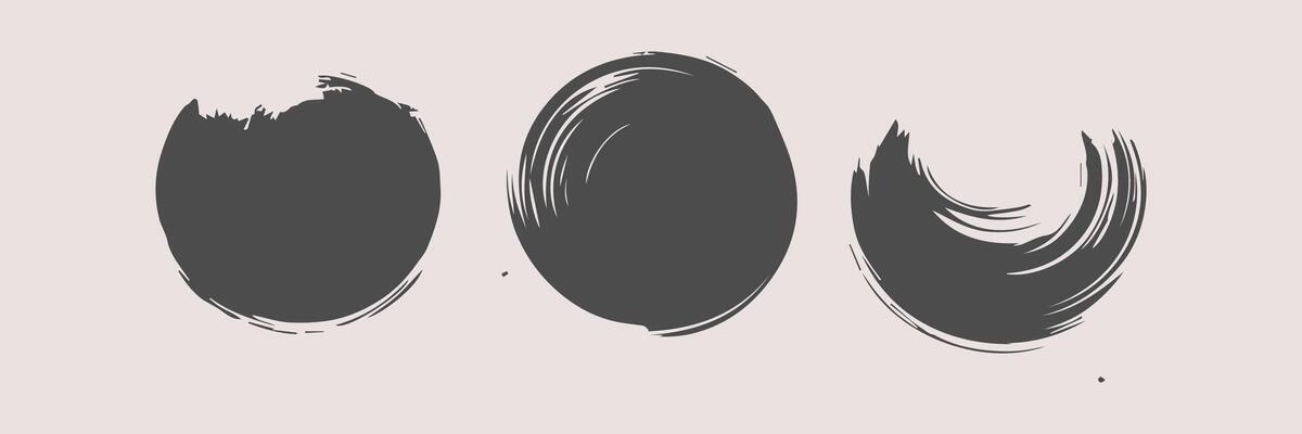 Black round paint brush stroke, ink splatter and artistic design elements. Dirty watercolor texture, box, frame, grunge background, splash or creative shape for social media. Abstract drawing.