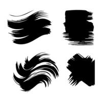 set of black brush stroke, ink splatter and artistic design elements. Dirty watercolor texture, box, frame, grunge background vector