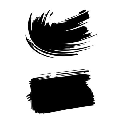 set of black brush stroke, ink splatter and artistic design elements. Dirty watercolor texture, box, frame, grunge background