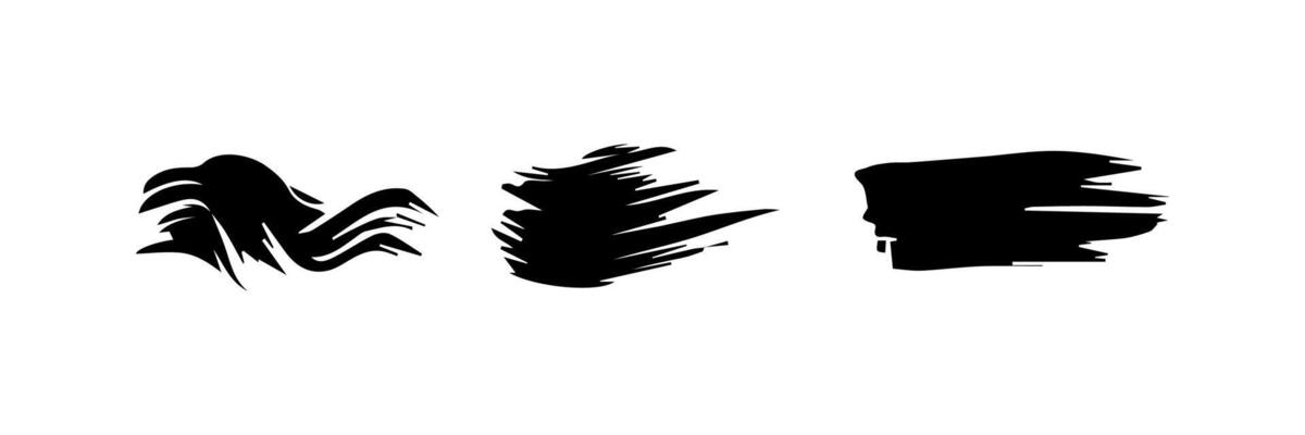 Black paint brush stroke, ink splatter and artistic design elements. Dirty watercolor texture, box, frame, grunge background, splash or creative shape for social media. Abstract drawing.