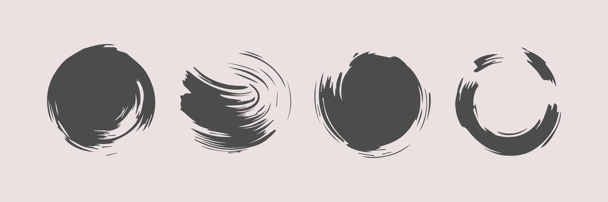 Black round paint brush stroke, ink splatter and artistic design elements. Dirty watercolor texture, box, frame, grunge background, splash or creative shape for social media. Abstract drawing.