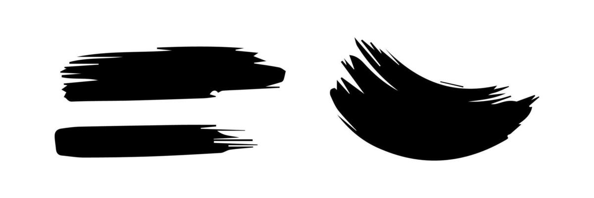 Black paint brush stroke, ink splatter and artistic design elements. Dirty watercolor texture, box, frame, grunge background, splash or creative shape for social media. Abstract drawing.