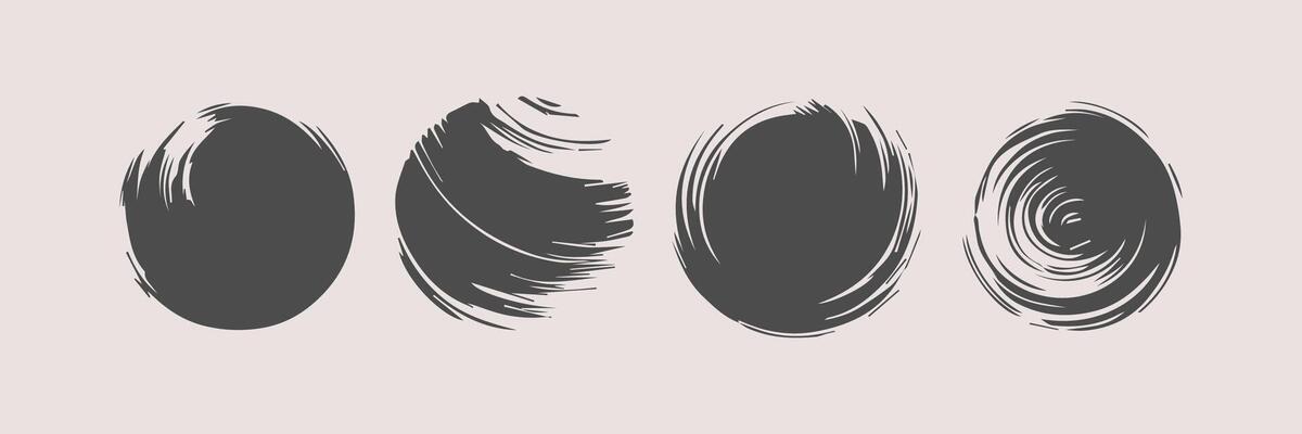 Black round paint brush stroke, ink splatter and artistic design elements. Dirty watercolor texture, box, frame, grunge background, splash or creative shape for social media. Abstract drawing.