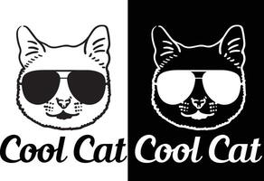 Portrait of Cat with glasses. art illustration. T-shirt design. vector