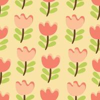 Seamless pattern cartoon flower and leaves. botanical wallpaper for textile, gift wrap paper vector