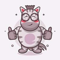 cute zebra animal character mascot with thumb up hand gesture isolated cartoon vector