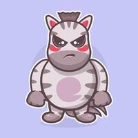 serious zebra animal character mascot with angry expression isolated cartoon vector