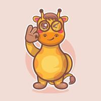 gracioso jirafa animal personaje mascota con Okay firmar mano gesto aislado dibujos animados vector
