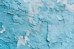 Blue stucco wall texture with copy space. photo