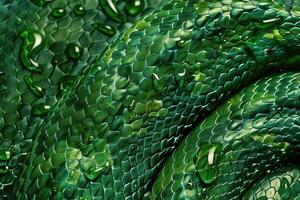 serpiente piel textura piel textura verde pitón serpiente piel textura antecedentes. foto