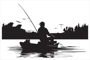 Fisherman fishing silhouette illustration vector