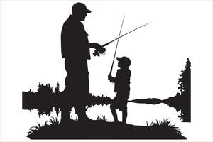 Fisherman fishing silhouette illustration vector