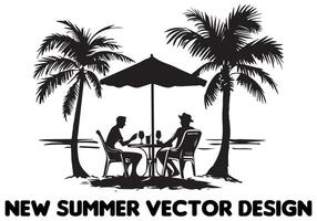 verano playa siluetas gratis diseño vector