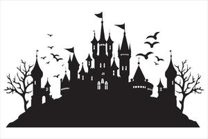 Halloween witch house silhouette design vector