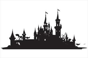 Halloween witch house silhouette vector