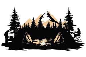 Camping black Silhouette vector