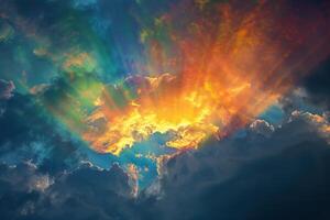 Cloud iridescence colorful clouds shine like a corona. photo