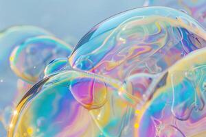 psicodélico patrones formado en el superficie de jabón burbujas foto