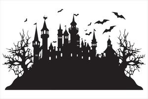 Halloween witch house silhouette vector