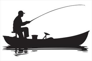 Fisherman fishing silhouette illustration vector