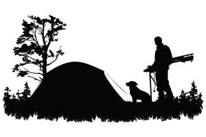 Camping black Silhouette vector