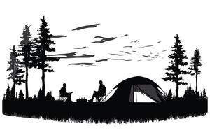 Camping black Silhouette vector