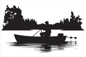 Fisherman fishing silhouette illustration vector