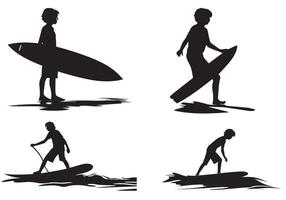 surf silueta diseño paquete gratis vector