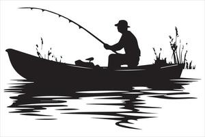 Fisherman fishing silhouette illustration vector